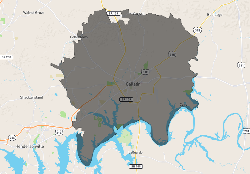 Map of Gallatin, Tennessee